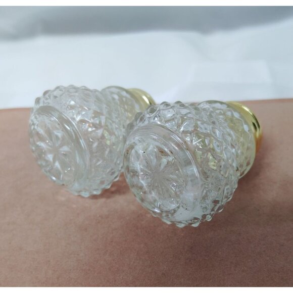 Vintage Glass Salt & Pepper Shakers With Gold-Tone Caps - Picture 4 of 6